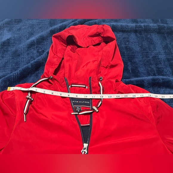 Tommy Hilfiger Jacket Womens M Long Sleeve Full Zip Hooded Windbreaker Red - Picture 8 of 12